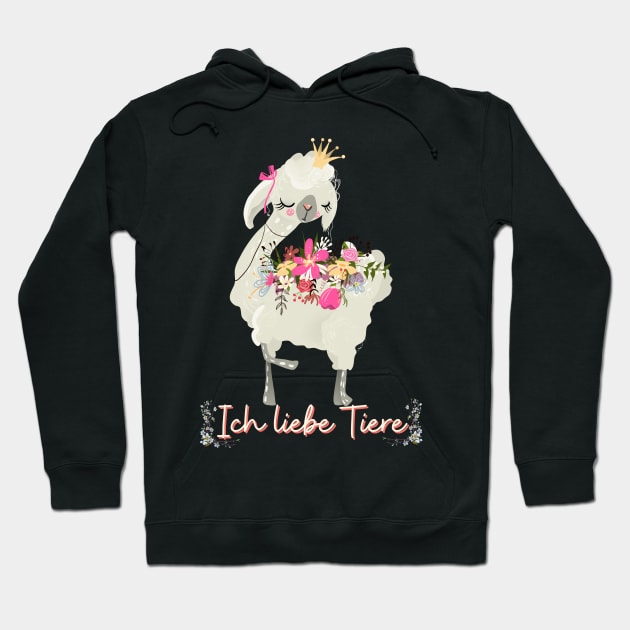 Alpaka Liebe Tiere Prinzessin Blumen Süß.png Hoodie by Maggini Art